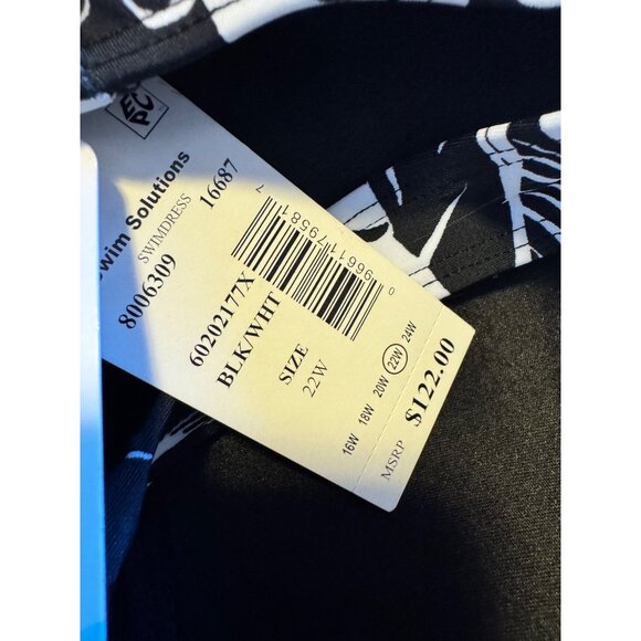 Swim Solutions Support Control Size 22W Swim Dress Black White NWT $122 - Picture 7 of 16